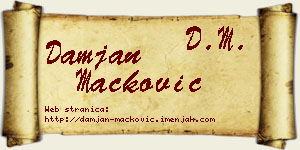 Damjan Mačković vizit kartica
